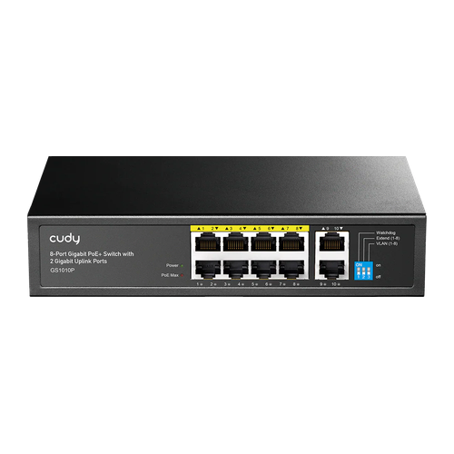 8-Port Gigabit PoE+ Switch with 2 Gigabit Uplink Ports